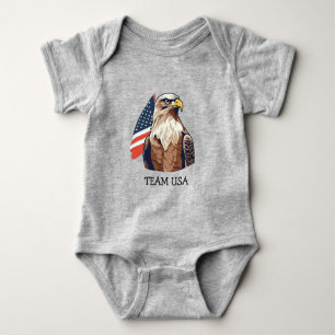 Einfacher moderner Amerika-Fan jubelt USA-Flagge T Baby Strampler