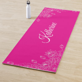 Einfacher moderner Blumenname in Schrift mit Hot P Yogamatte