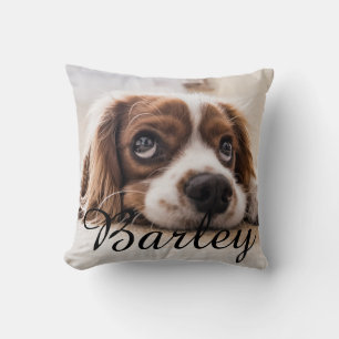 Einfacher moderner eleganter schicker Name und Fot Kissen