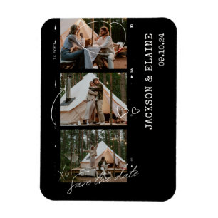 Einfacher moderner Fotostreifen Save-the-Date Magnet