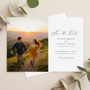 Einfacher moderner Hochzeits-QR-Code mit Foto Save The Date