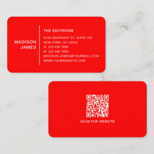 Einfacher moderner minimaler roter weißer QR-Code Visitenkarte