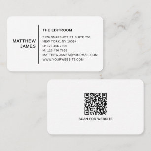 Einfacher moderner minimaler schwarzer weißer QR-C Visitenkarte