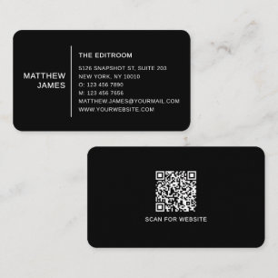 Einfacher moderner minimaler schwarzer weißer QR-C Visitenkarte
