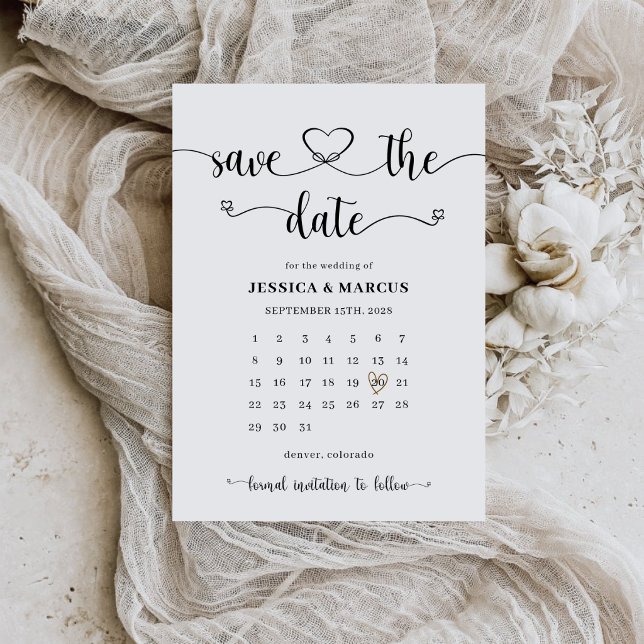 Einfacher moderner minimalistischer Kalender | Fot Save The Date (Von Creator hochgeladen)