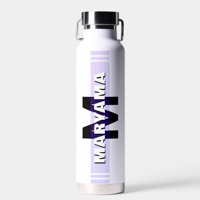 Einfacher moderner Name & Initiale | Benutzerdefin Trinkflasche (Vorne)