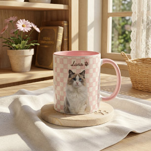 Einfacher moderner Name und Foto des Haustiers Tasse