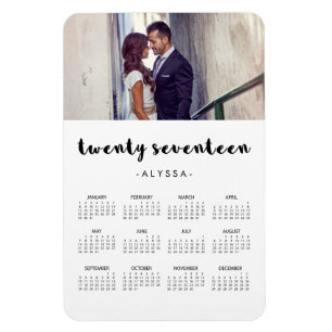 Einfacher moderner Typografie-Foto-Kalender 2017 Magnet