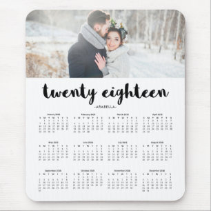 Einfacher moderner Typografie-Foto-Kalender 2018 Mousepad