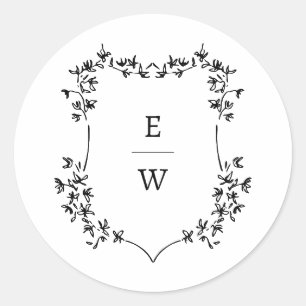 Einfacher Monogramm-Hochzeit-Umschlag-Aufkleber Runder Aufkleber