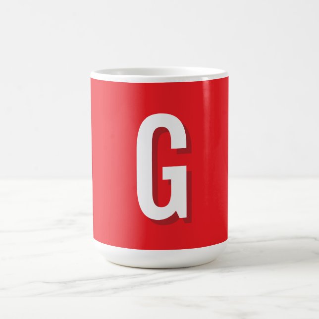 Einfacher Monogramm-Initialbuchstabe Rot Weiß Kaffeetasse (Mittel)