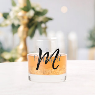 Einfacher monogrammierter Name personalisiert Whiskyglas