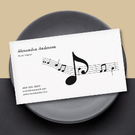 Einfacher Musiklehrer in Schwarzweiß Visitenkarte