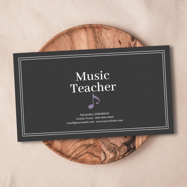 Einfacher Musiklehrer Visitenkarte (Simple Music Teacher Business Card)