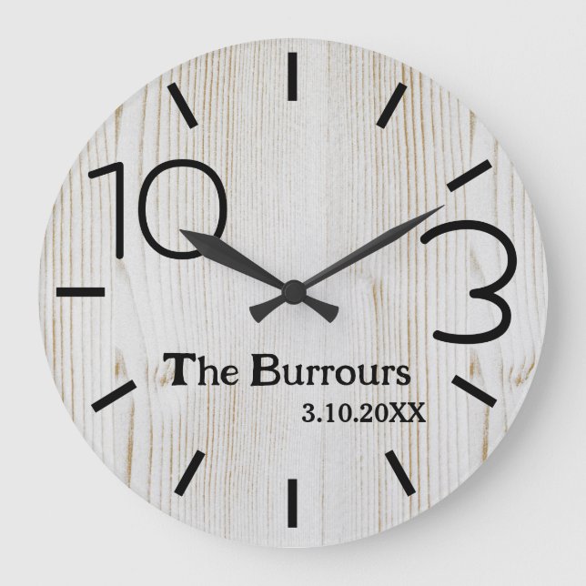 Einfacher Name der einfachen Rufnummer aus hellem  Große Wanduhr (Vorderseite)