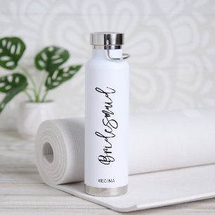 Einfacher Name Elegante Hochzeit Moderne Brautjung Trinkflasche