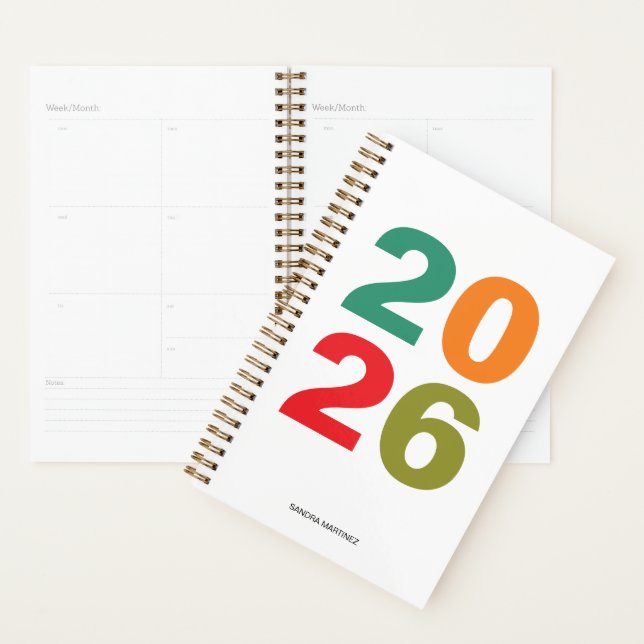 Einfacher Name farbenfrohe moderne Typografie 2026 Planer (Anzeige)