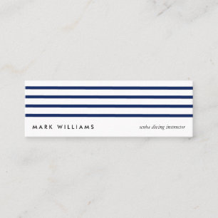 Einfacher nautical Blue modern navy lines card Mini Visitenkarte