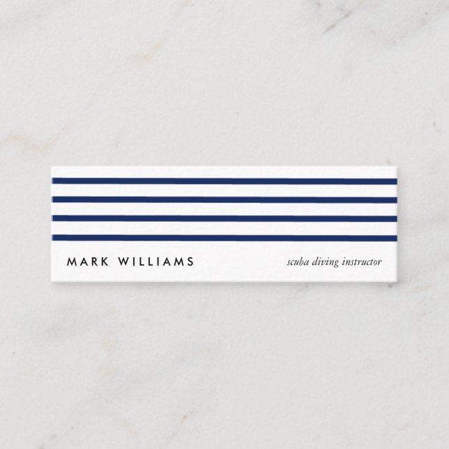 Einfacher nautical Blue modern navy lines card Mini Visitenkarte (Vorderseite)