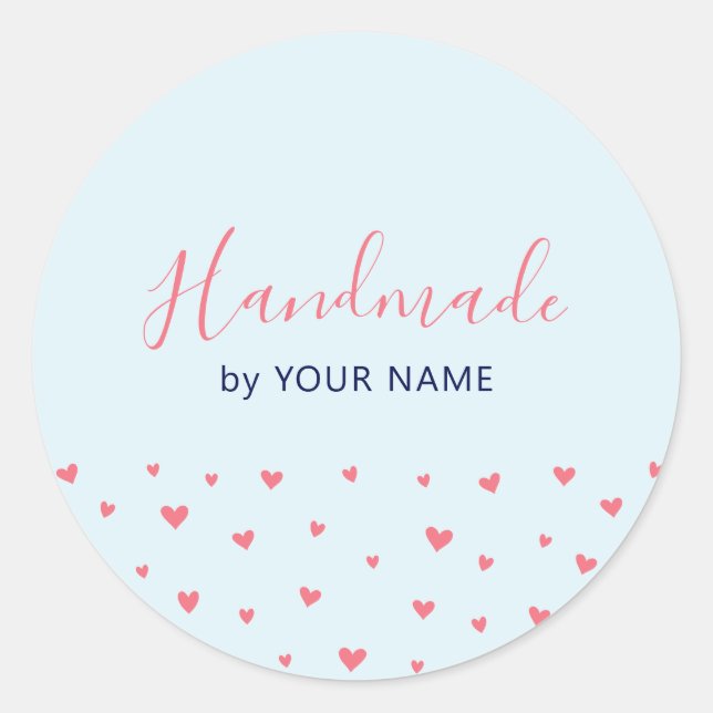 Einfacher Niedlicher Hearts Handmade-Aufkleber Runder Aufkleber (Vorderseite)