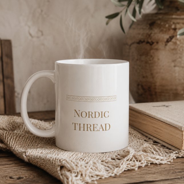 Einfacher Nordic Thread Classic Becher, 330 ml Kaffeetasse (Simple gold thread styling designed for neutral kitchens and relaxed desk spaces)