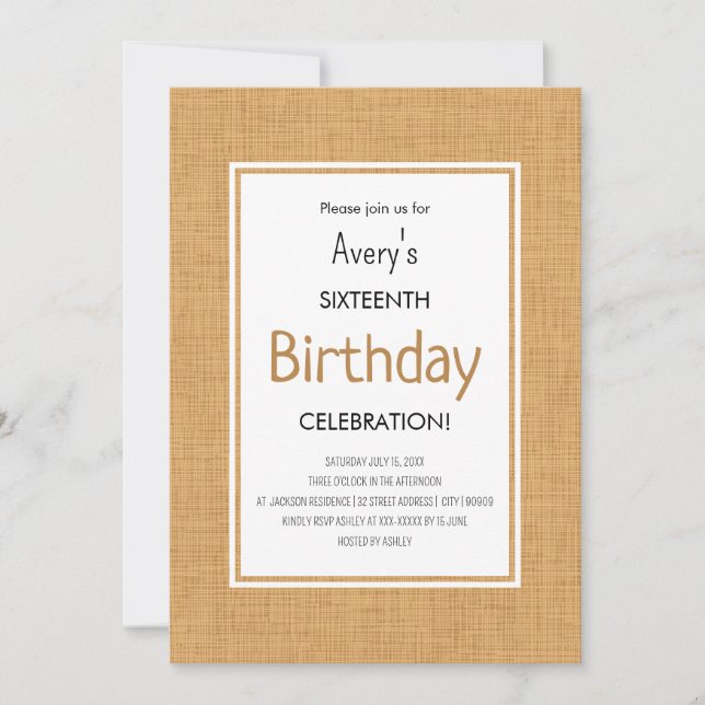 Einfacher orangener texturierter Geburtstag Einladung (Vorderseite)