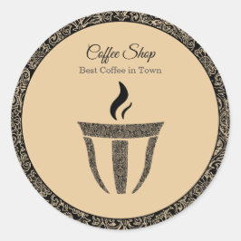 Einfacher Ornament-Coffee Shop Beruflich Runder Aufkleber