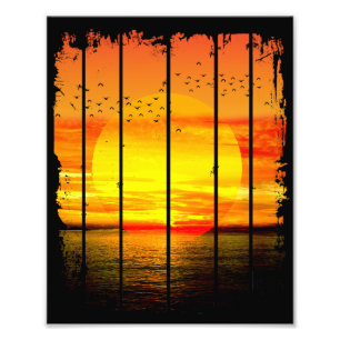 EINFACHER OZEANSONNENUNTERGANG FOTODRUCK