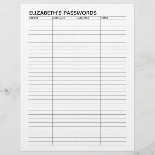 Einfacher Passwort-Tracker mit Benutzername und No Flyer