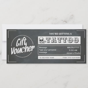 Einfacher personalisierter Tattoo-Geschenkgutschei Einladung