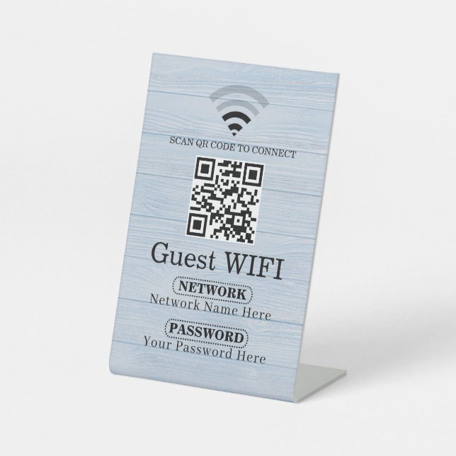 Einfacher personalisierter WLAN-Netzwerk-QR-Code-P Sockelschild (Vorderseite)