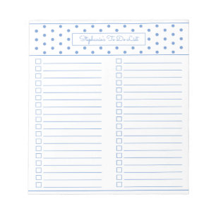 Einfacher Polka Dot Light Blue Two Column Checklis Notizblock