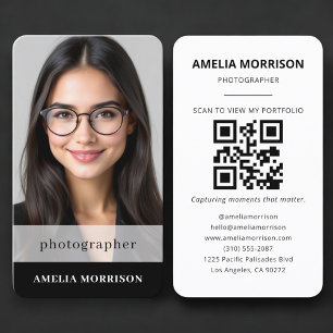 Einfacher QR-Code-Foto-Fotografen-Geschäftsausweis Visitenkarte