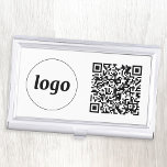 Einfacher QR-Code für die Werbung mit Logos Visitenkarten Dose<br><div class="desc">Einfaches Logo und QR-Code,  um Ihr Unternehmen zu fördern. Ersetzen Sie das Logo und den QR-Code durch Ihren eigenen,  um ihn anzupassen. Minimalistisch und beruflich,  um Ihre Marke widerzuspiegeln.</div>