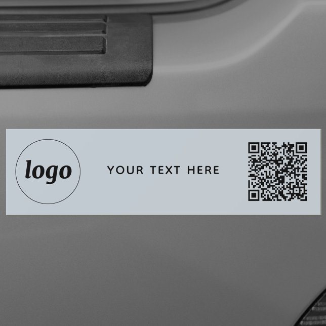 Einfacher QR-Code für Logos und Text Autoaufkleber (Powder blue logo with QR code and custom text promotional business car sticker)