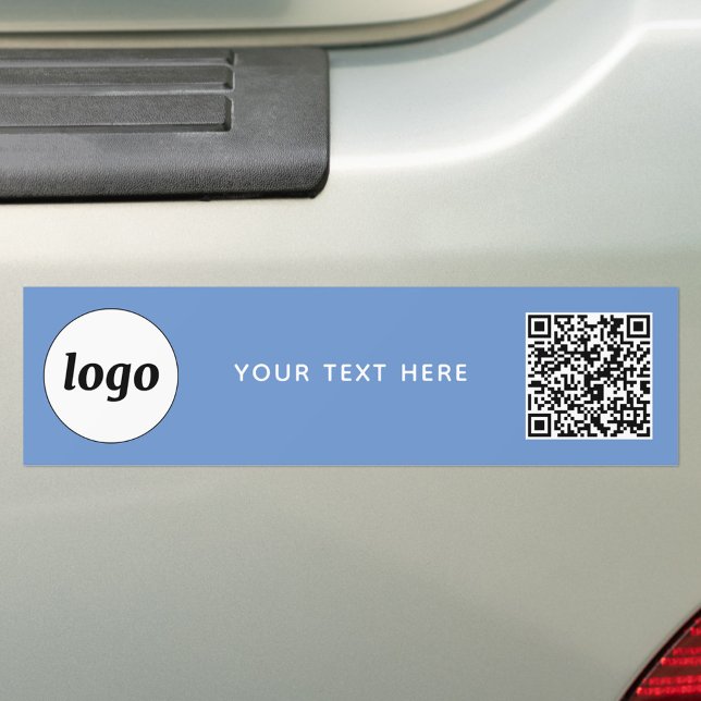 Einfacher QR-Code für Logos und Text Autoaufkleber (Logo with custom text and QR code business promotional branding bumper sticker)