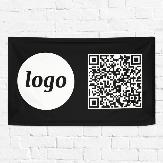 Einfacher QR-Code für Logos und Text Banner (Logo  with QR code business promotional banner)