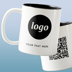 Einfacher QR-Code für Logos und Werbung für Text Zweifarbige Tasse
