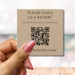 Einfacher QR-Code Google-Review Kraft Quadratische Visitenkarte