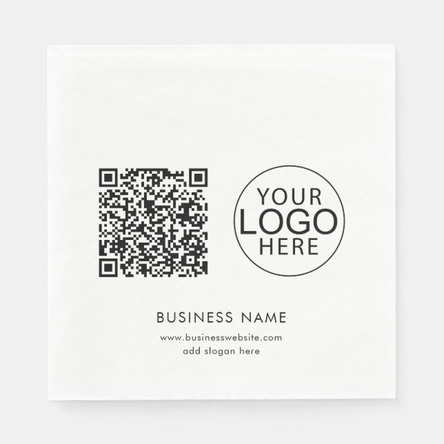 Einfacher QR-Code und Geschäftslogo Dankeschön-Pap Serviette (Vorderseite)