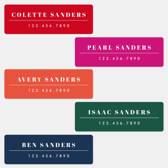 Einfacher Regenbogen Waterproof Name Etiketten (Gruppe)