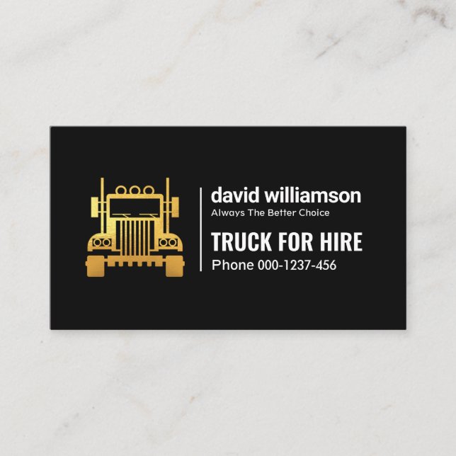 Einfacher Retro Gold LKW Transport Visitenkarte (Vorderseite)
