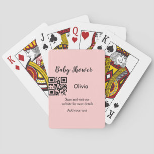 Einfacher rosa QR-Code für Baby Shower, Name-Text Spielkarten