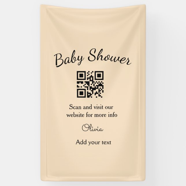 Einfacher rosa QR-Code für Babyparty, Name-Text hi Banner (Vertikal)