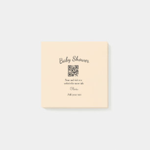 Einfacher rosa QR-Code für Babyparty, Name-Text hi Post-it Klebezettel