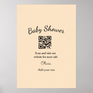 Einfacher rosa QR-Code für Babyparty, Name-Text hi Poster