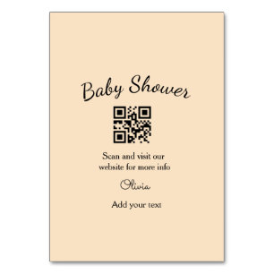 Einfacher rosa QR-Code für Babyparty, Name-Text hi Tischnummer