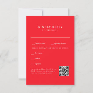 Einfacher roter Hochzeits-QR-Code-RSVP RSVP Karte