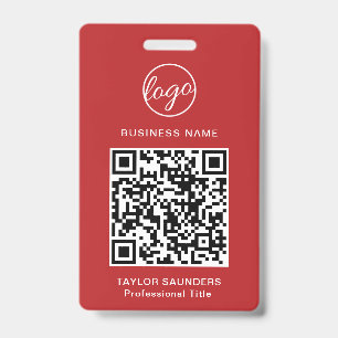 Einfacher roter QR-Code-Mitarbeiterausweis Ausweis