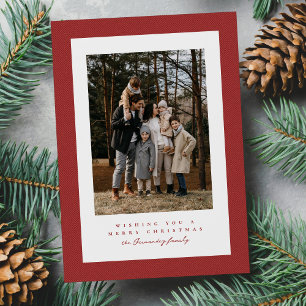 Einfacher roter Tweed-Rahmen-Weihnachtsfoto Feiertagskarte